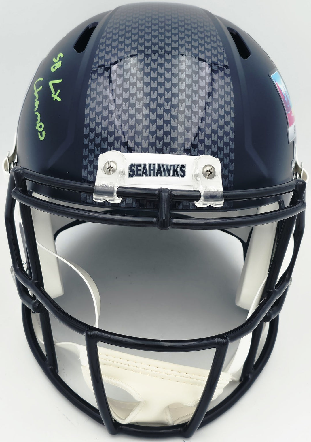 Julian Love Signed Seahawks Blue Full Size SB LX Champions Logo Speed Replica