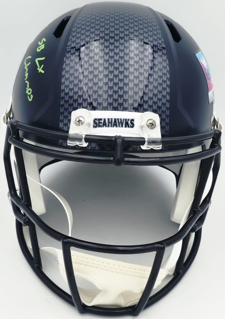 Julian Love Signed Seahawks Blue Full Size SB LX Champions Logo Speed Replica