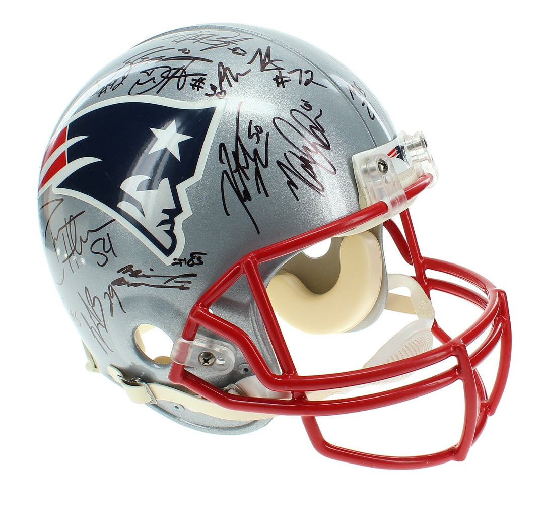 2015-16 New England Patriots Team Signed Helmet JSA COA Tom Brady Gronkowski +33
