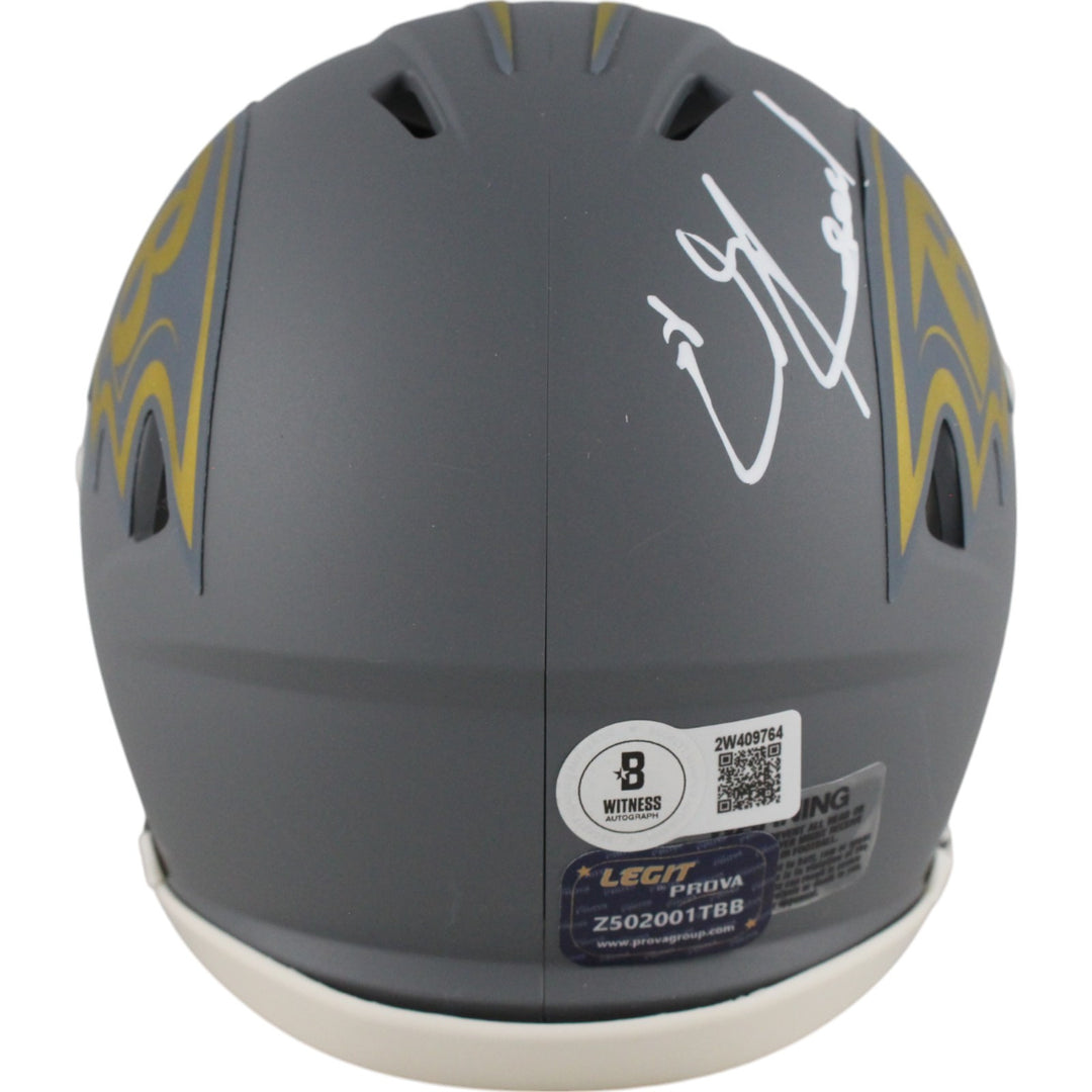 Ed Reed Autographed Baltimore Ravens Slate Mini Helmet Beckett Witness 49257