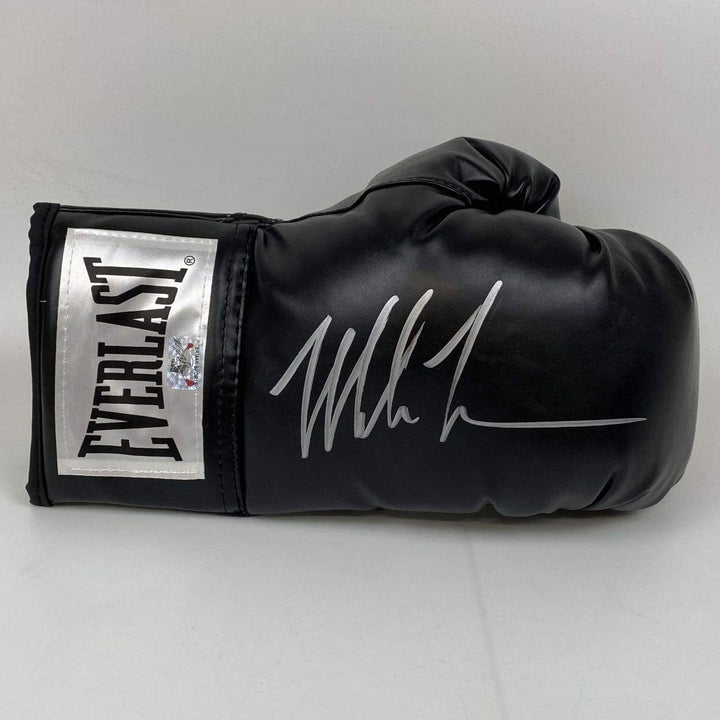 Autographed/Signed Mike Tyson Black Everlast Boxing Glove Athlete Holo COA