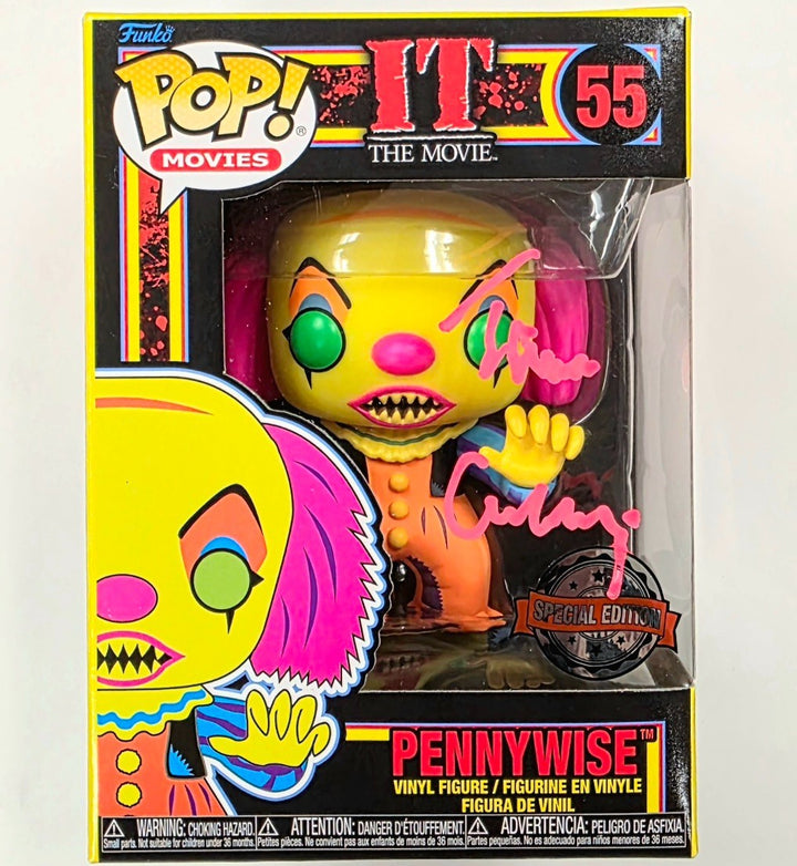 Tim Curry signed Pennywise IT Blacklight Funko Pop! 55 (GITD Ink autograph) JSA