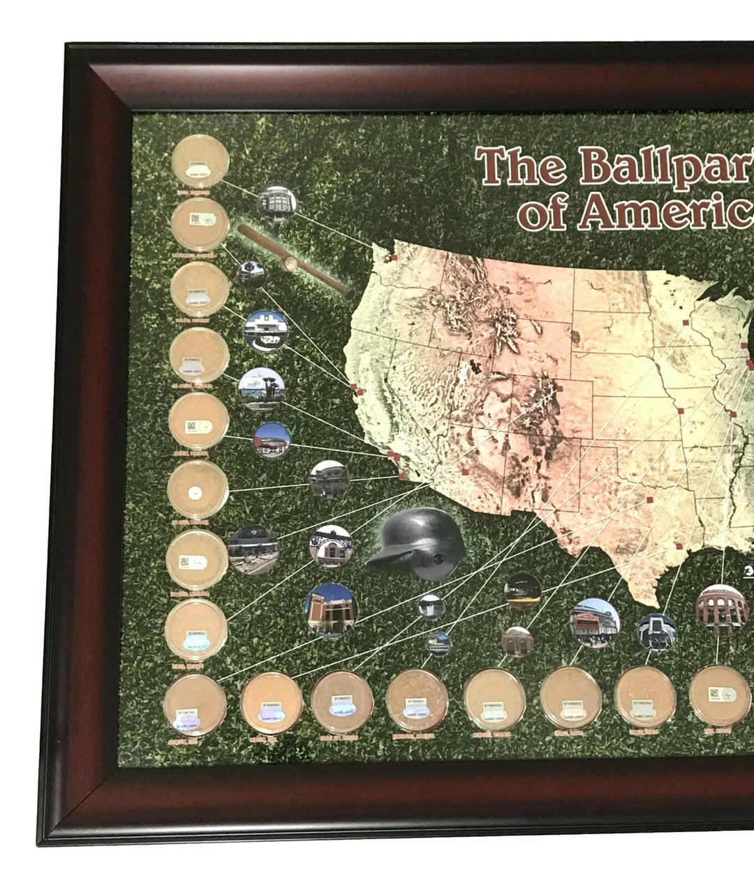 MLB Stadium Game Used Dirt Map *** Pastime Edition #D /50** Collage COA Framed