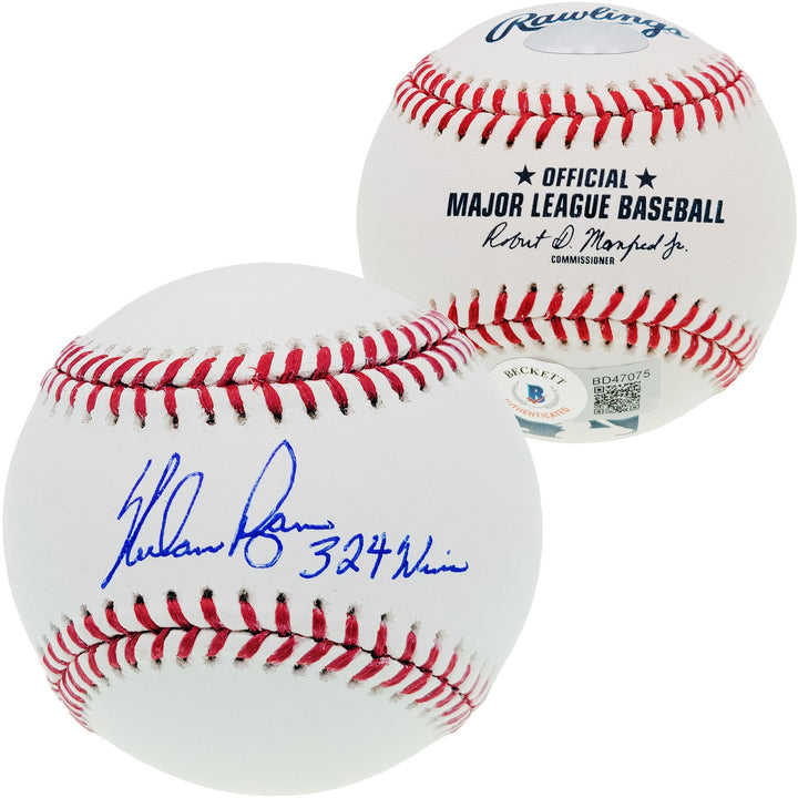 Nolan Ryan Signed Official MLB Baseball Texas Rangers "324 Wins" Beckett BAS