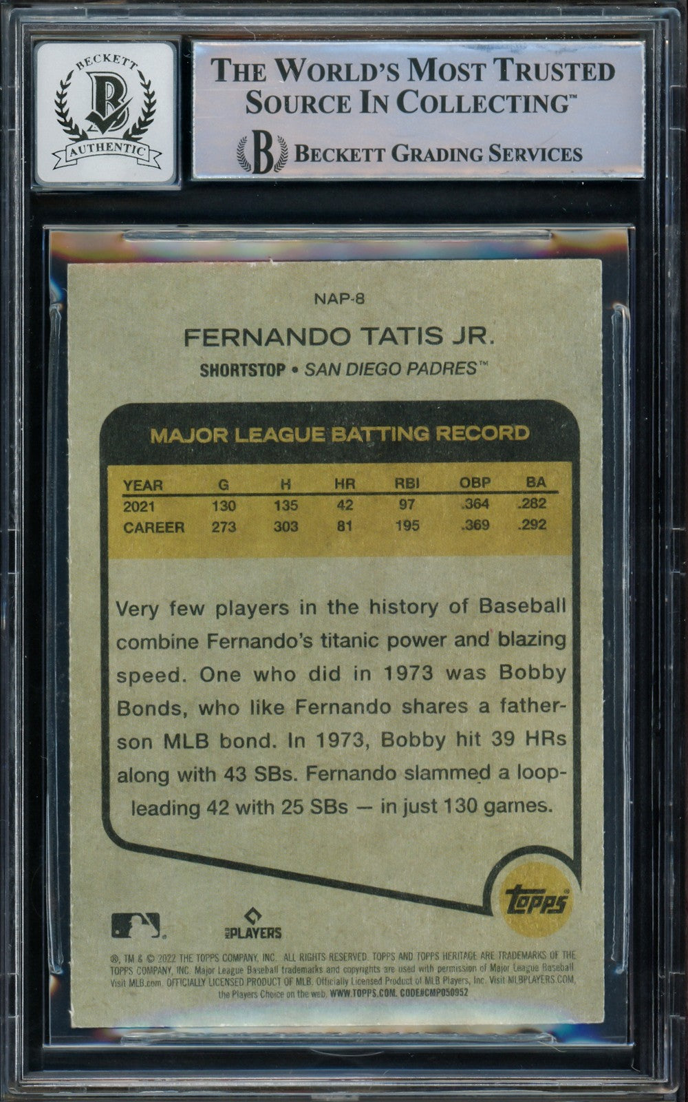 Fernando Tatis Jr Auto 2022 Topps Heritage New Age Performers Card NAP-8 Sig 10