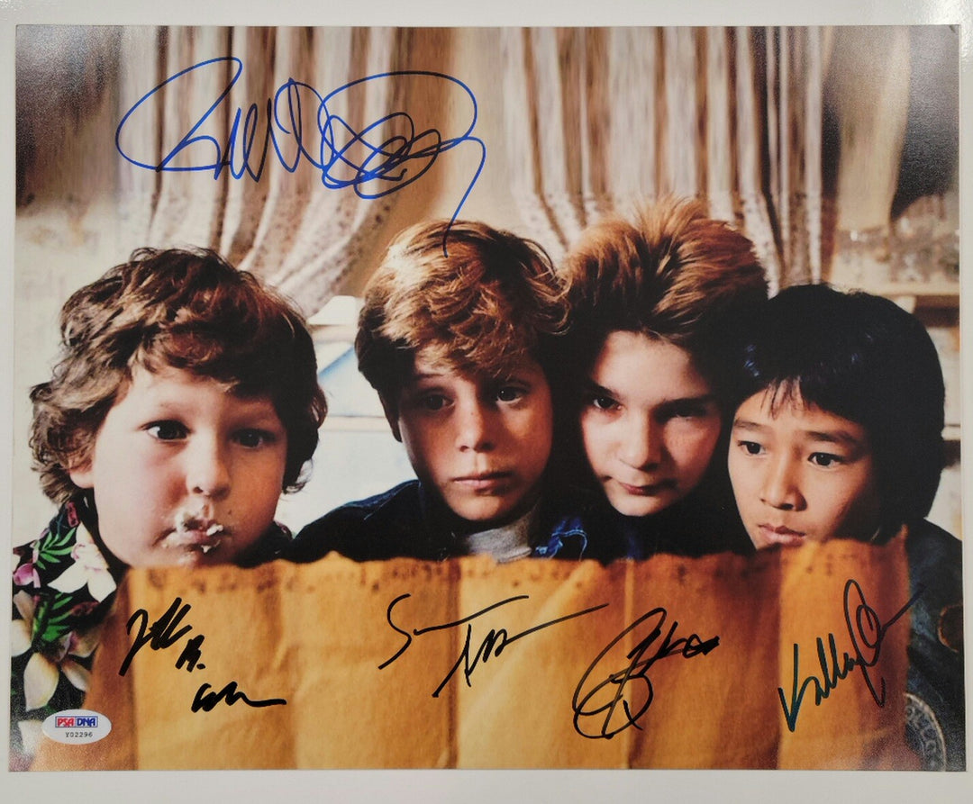 Goonies cast signed 11x14 photo PSA COA Jeff Cohen Astin Feldman Ke Quan Donner