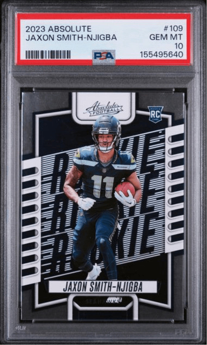 Graded 2023 Panini Absolute Jaxon Smith Njigba #109 Rookie Football Card PSA 10