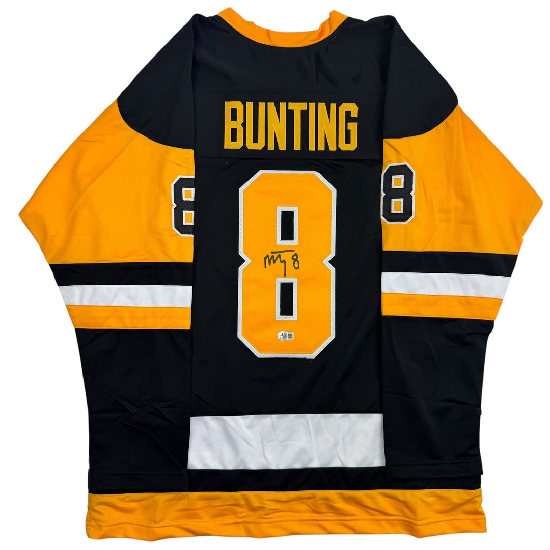 Autographed/Signed Michael Bunting Pittsburgh Black Jersey Beckett BAS COA