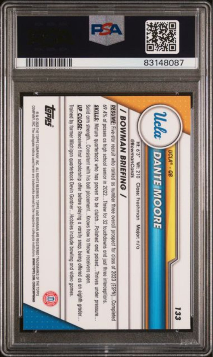 Graded 2023 Topps Bowman U Chrome Dante Moore #133 Rookie RC Card PSA 10 Mint