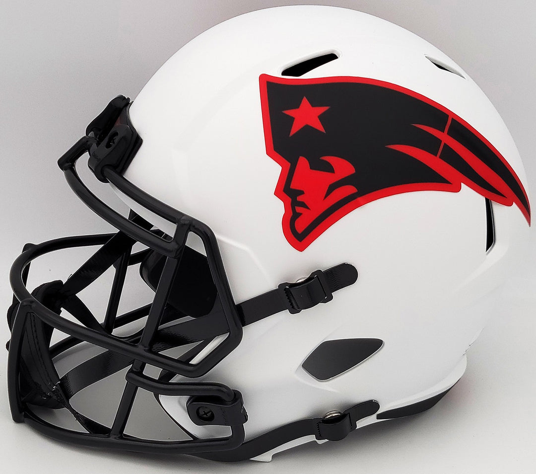 Mac Jones Auto Patriots Lunar Eclipse White Full Size Rep Speed Helmet Beckett