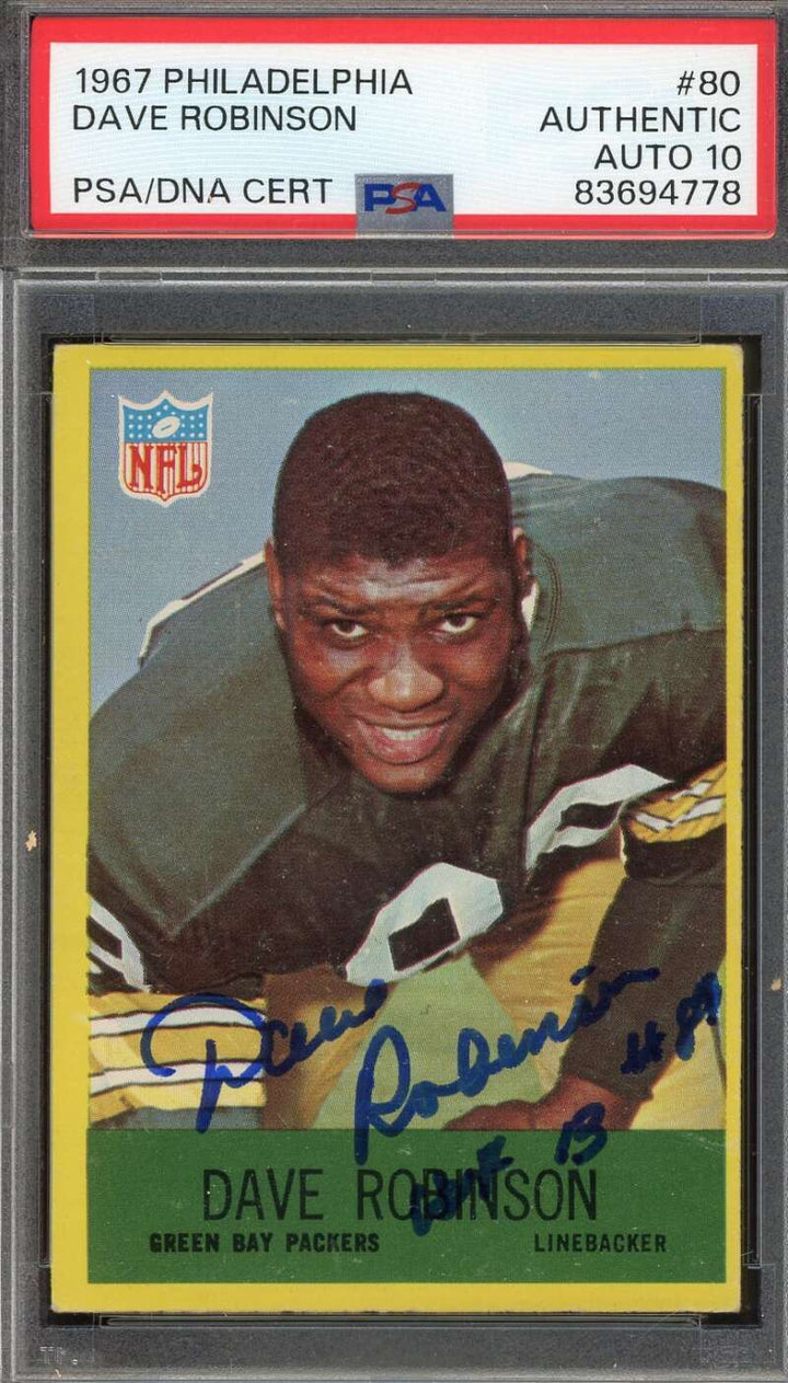 Dave Robinson Gem Mint 10 PSA DNA Signed 1967 Philadelphia Rookie Autograph