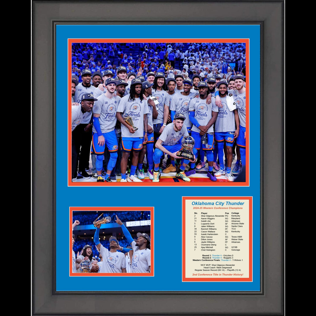 Framed Oklahoma Thunder 2024-2025 Western Conference Champs Photo Collage