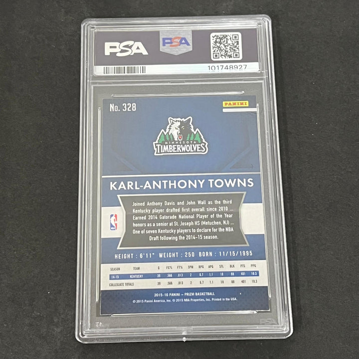 2015-2016 Panini Prizm #328 Karl-Anthony Towns Signed Card AUTO PSA Slabbed Timb