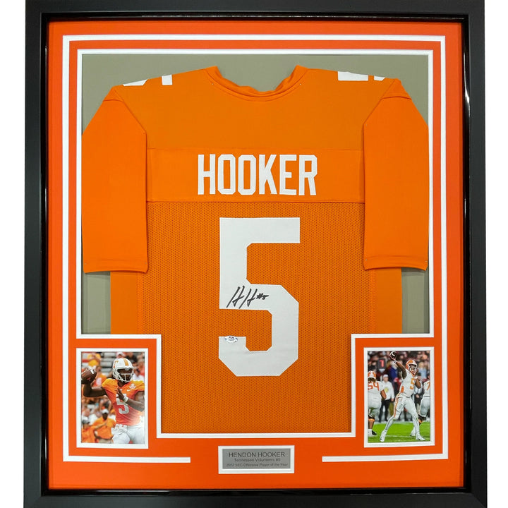Framed Autographed/Signed Hendon Hooker 33x42 Orange Jersey PSA/DNA COA