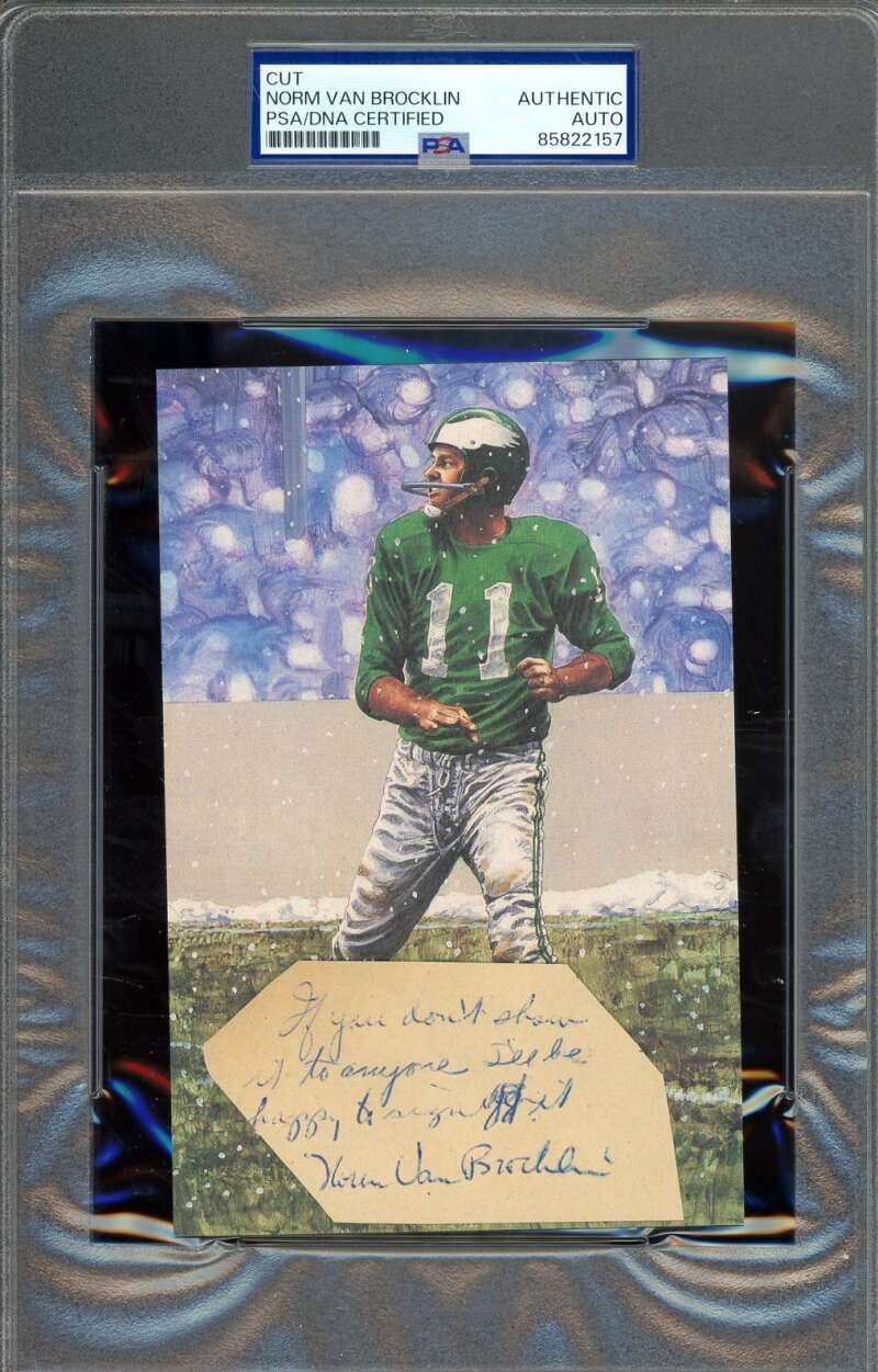 Norm Van Brocklin PSA DNA Signed Goal Line Art Card Cut GLAC Autograph