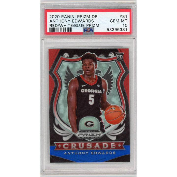 Graded 2020 Panini Prizm DP Anthony Edwards #81 RWB Prizm Basketball Card PSA 10