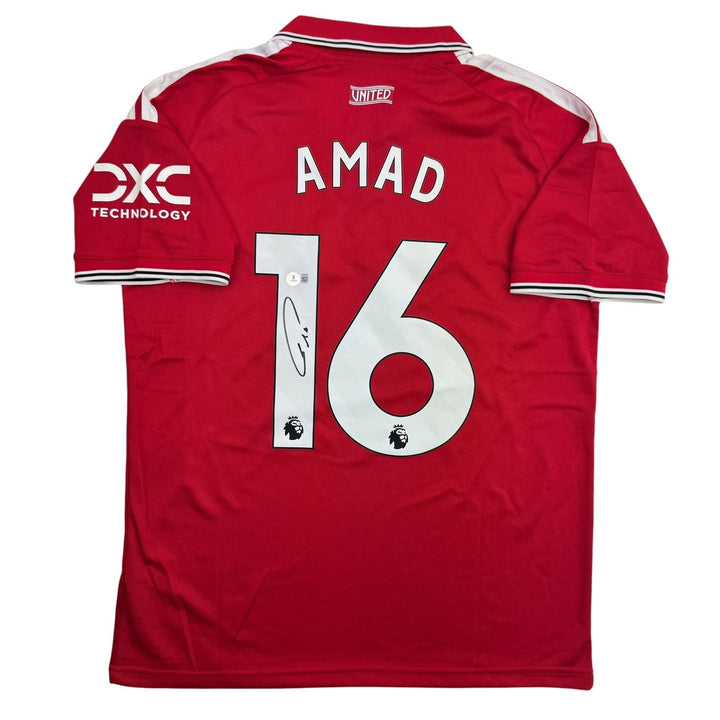 Autographed/Signed Amad Diallo Manchester United Red Soccer Jersey BAS COA