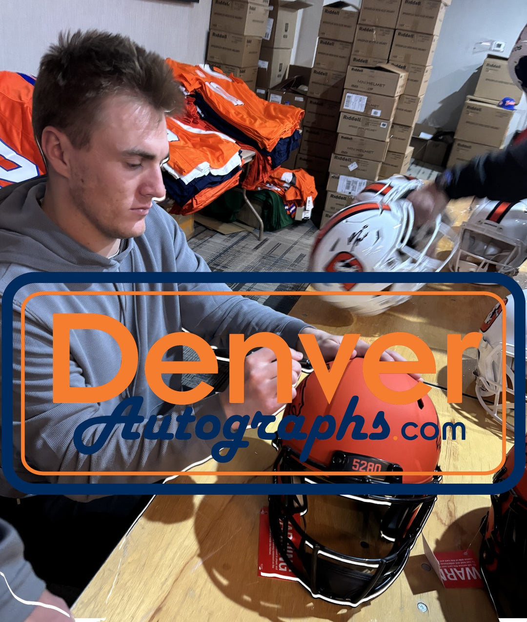 Bo Nix Autographed Denver Broncos Authentic Rave Helmet Beckett Witness 55114