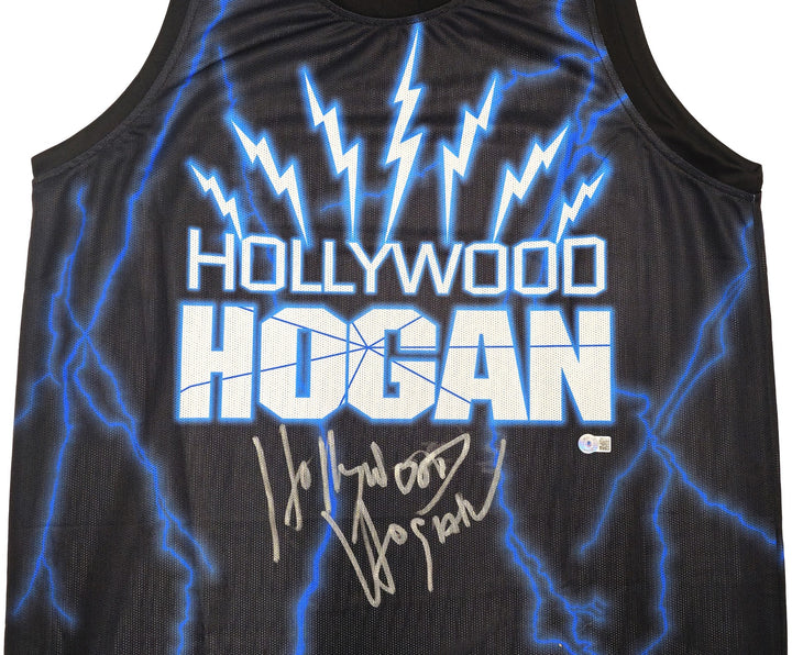 WWE Hulk Hogan Autographed Signed Black Jersey "Hollywood Hogan" Beckett Wit