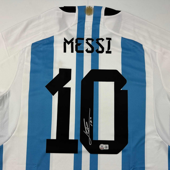 Autographed/Signed Lionel Leo Messi Argentina Jersey Beckett BAS COA
