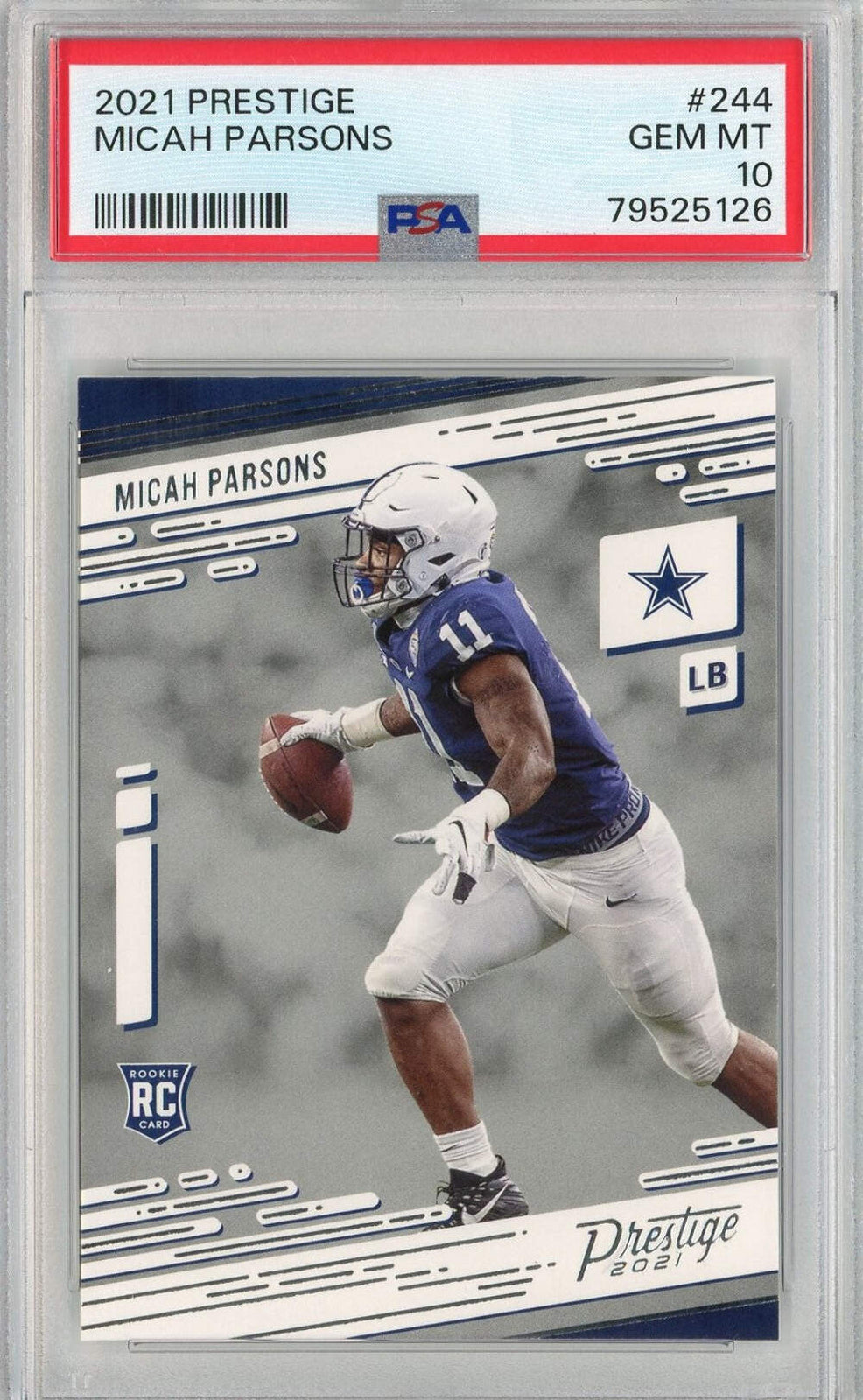 Graded 2021 Panini Prestige Micah Parsons #244 Rookie RC Football Card PSA 10