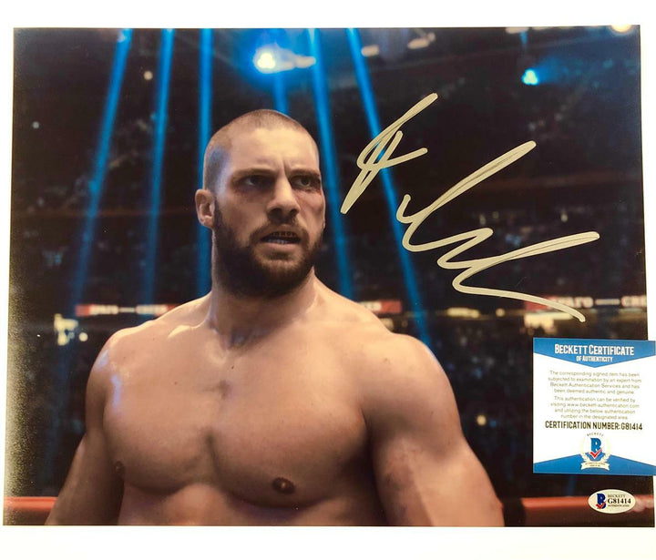 FLORIAN MUNTEANU aka Viktor Drago CREED 2 Signed 11x14 Photo A ~ Beckett BAS COA