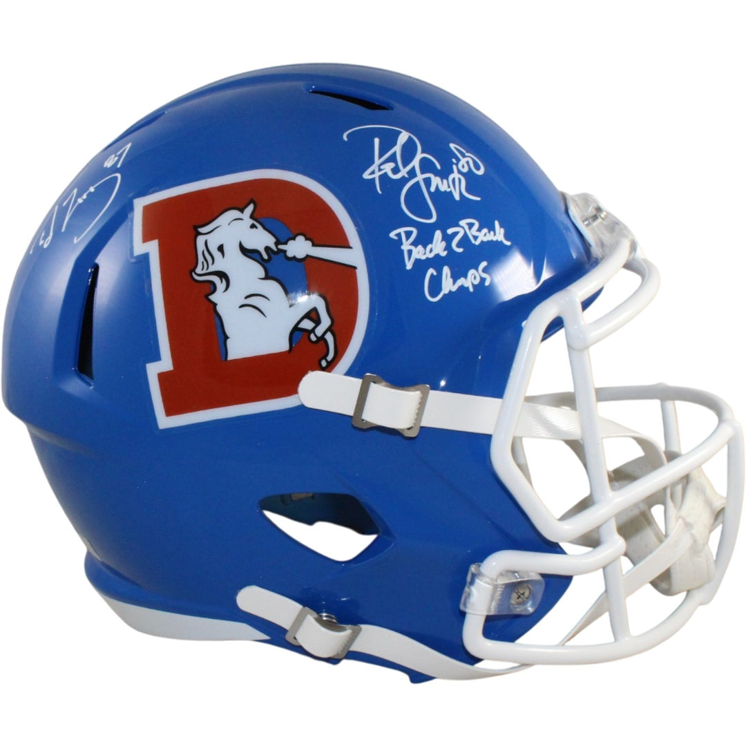 Ed McCaffrey Rod Smith Autographed Denver Broncos F/S 75-96 Helmet Beckett 56359
