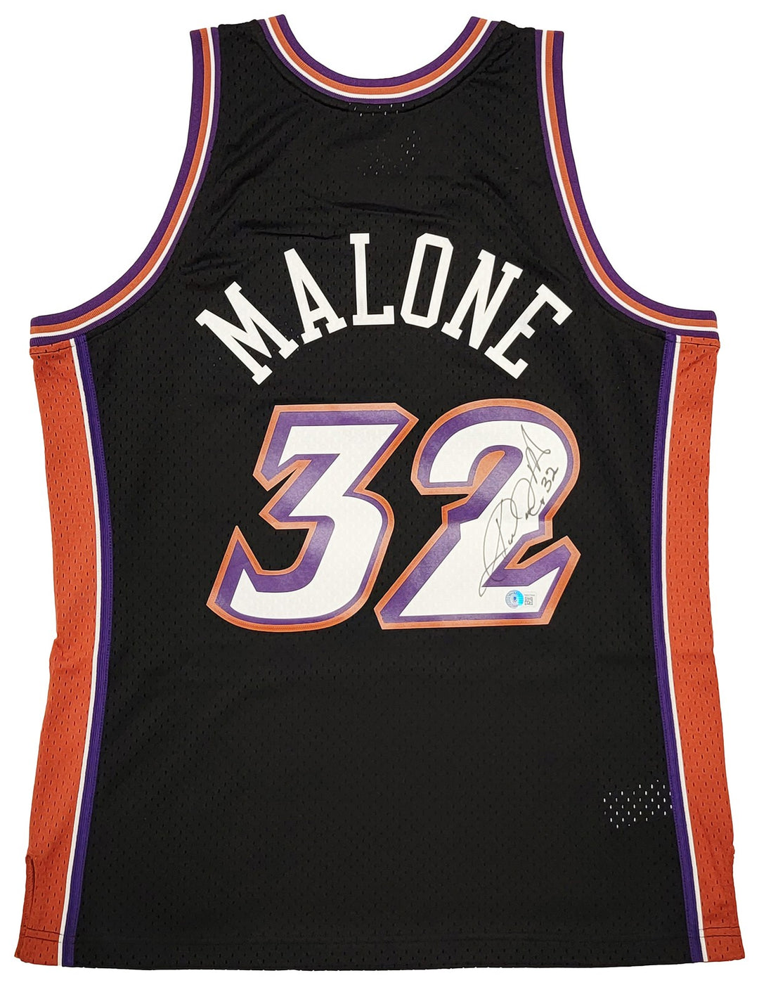 Jazz Karl Malone Auto Black Authentic Mitchell & Ness Jersey Size L Beckett Wit