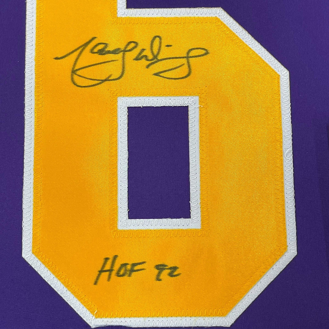FRAMED Autographed/Signed MARCEL DIONNE HOF 92 33x42 LA Purple Jersey JSA COA