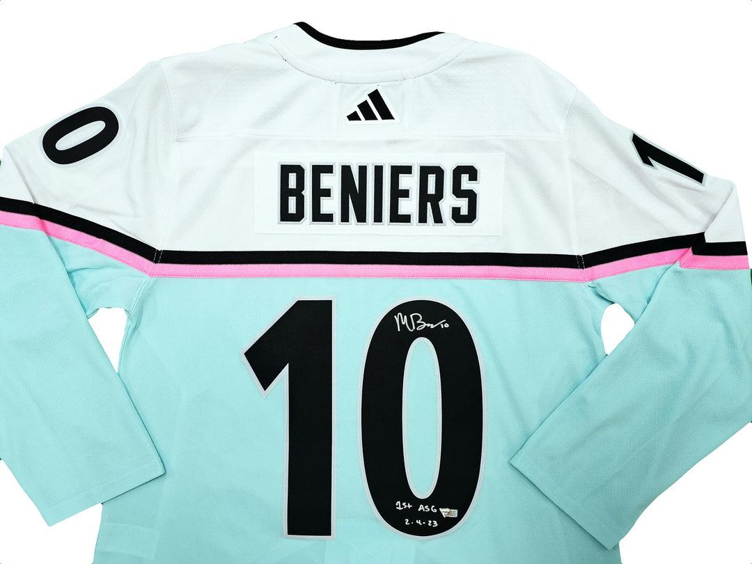 Kraken Matty Beniers Auto White Adidas 2023 ASG Jersey Size 54 1st ASG 2-4-23