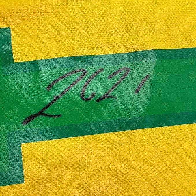 Framed Autographed/Signed Rodrygo Silva de Goes 35x39 Brazil Jersey BAS COA