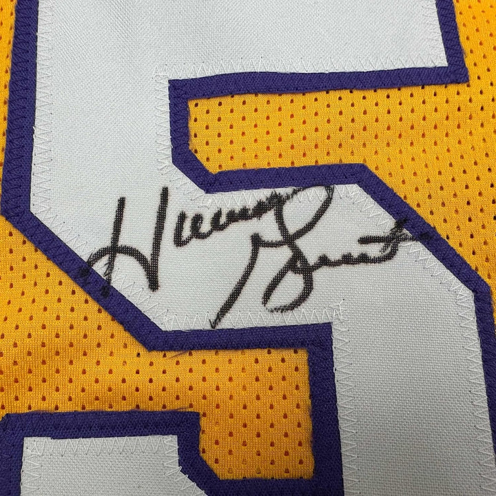 Framed Signed Horace Grant 35x39 Los Angeles Yellow Jersey JSA COA
