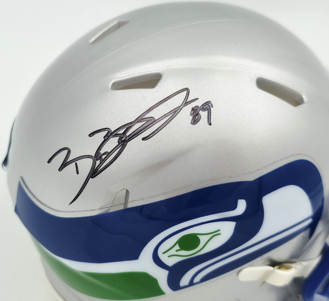 Brian Blades Signed Seahawks 1983-01 Throwback Silver Speed Mini Helmet MCS Holo