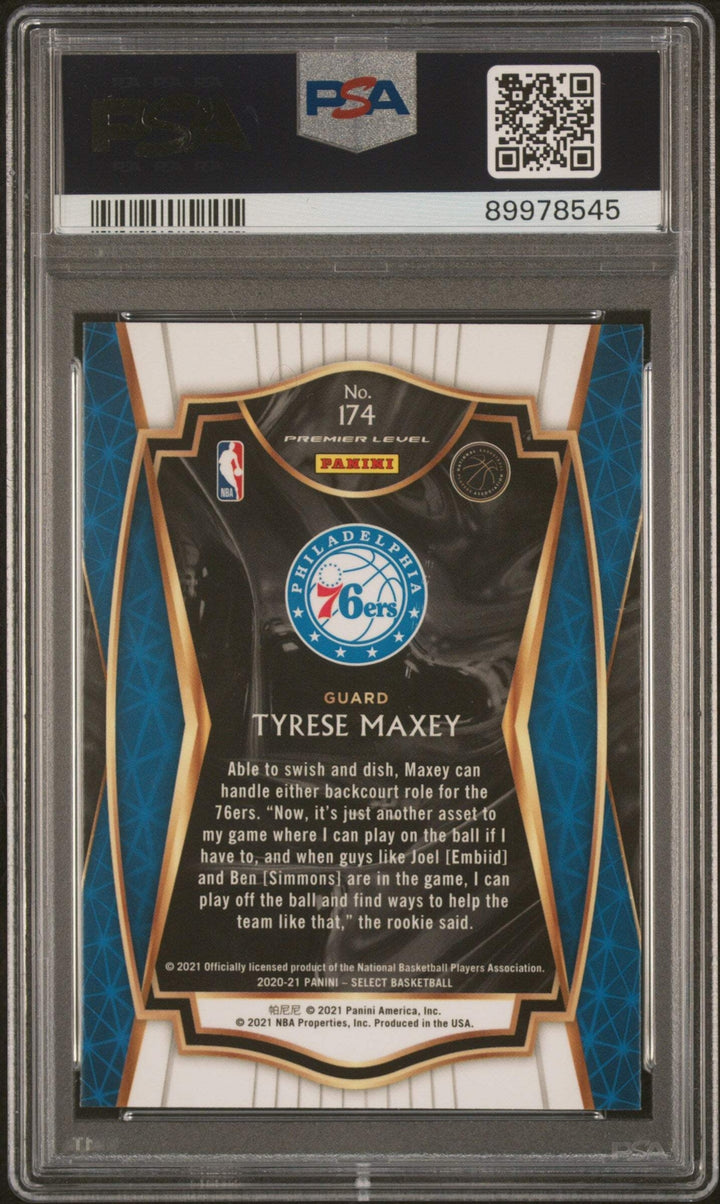 Graded 2020 Panini Select Tyrese Maxey #174 Blue Retail Basketball Card PSA 10