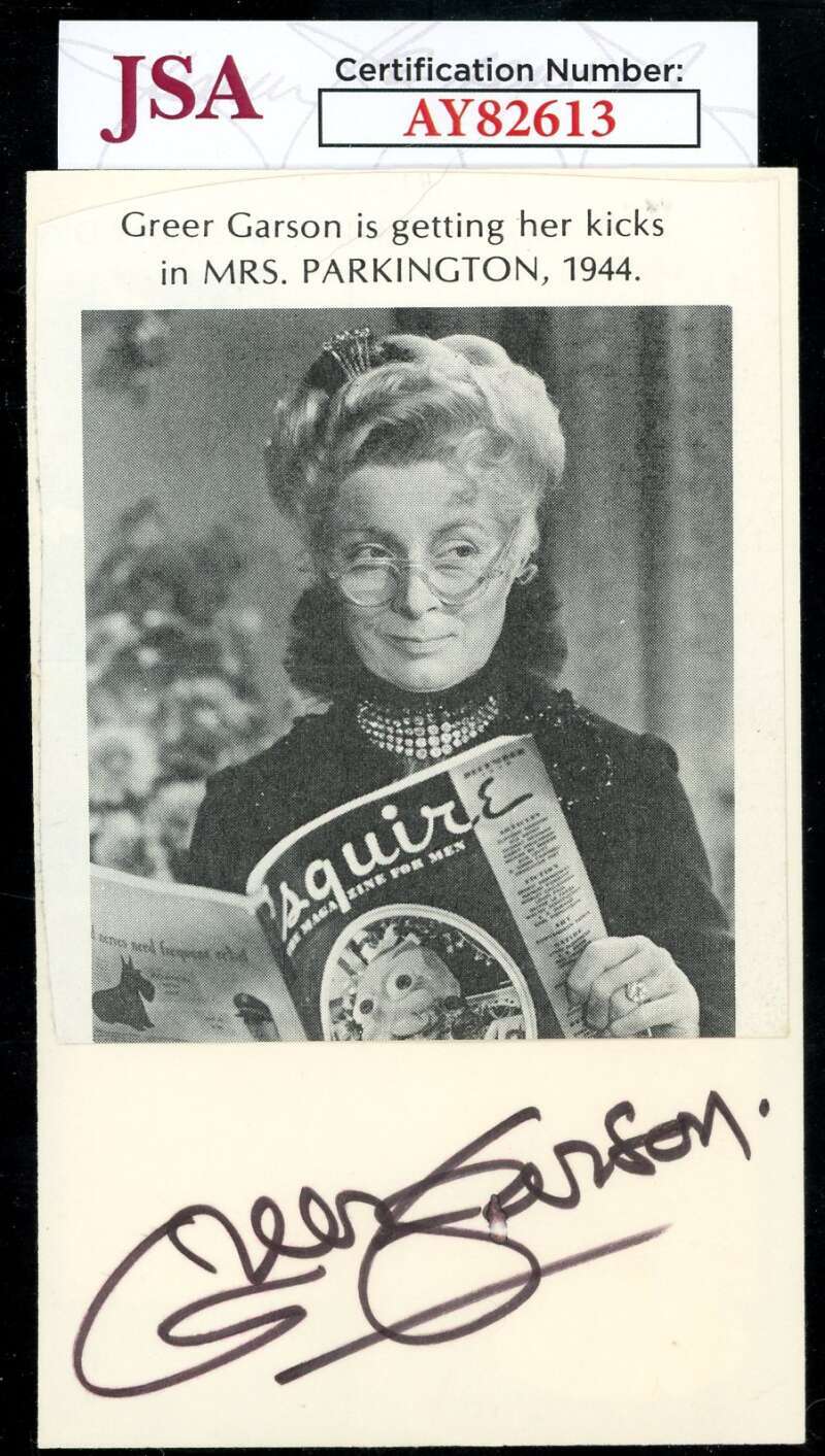Greer Garson JSA Coa Signed 3x5 Index Card Cut Autograph