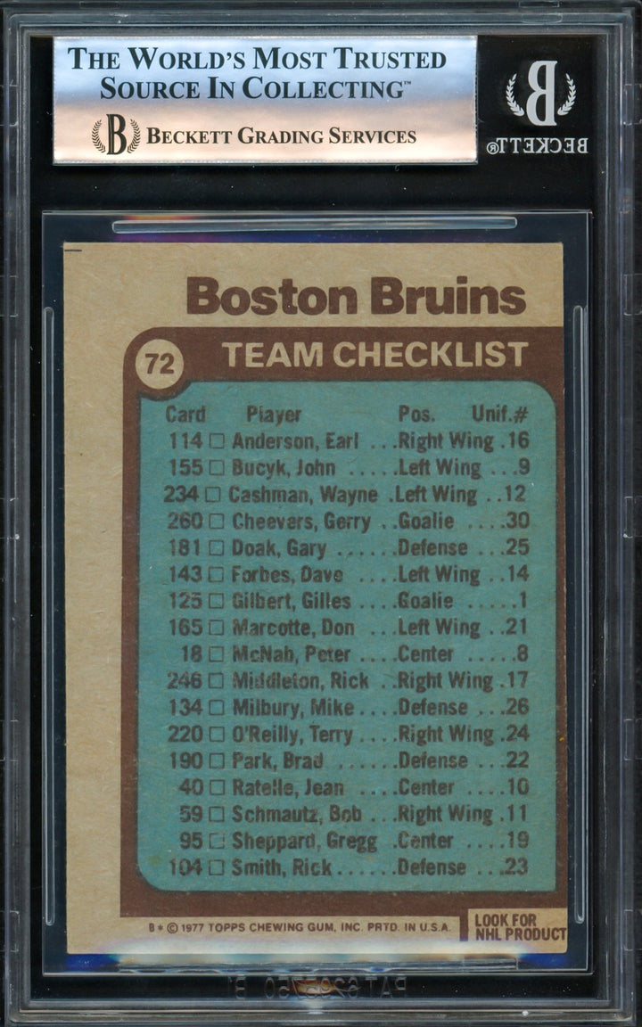 Don Cherry Signed 1977-78 Topps Card #72 Boston Bruins Beckett BAS #16175529