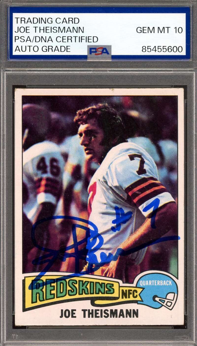 Joe Theismann Gem Mint 10 PSA DNA Signed 1975 Topps Rookie Autograph
