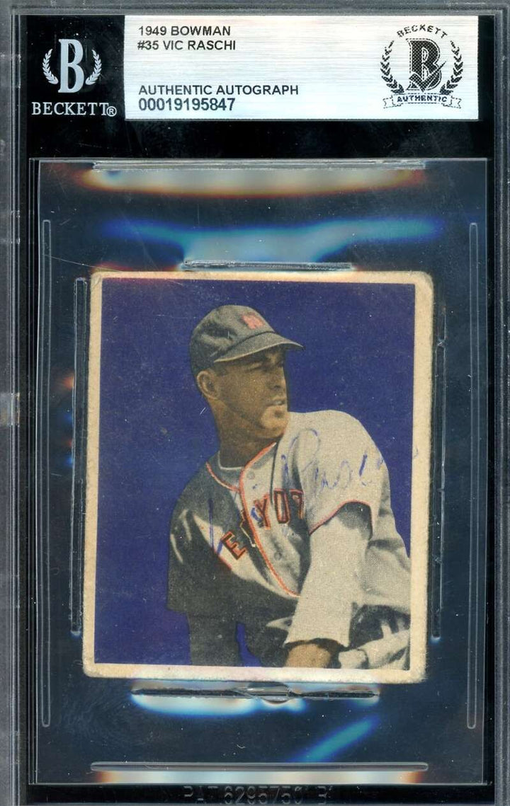 Vic Raschi Beckett BAS Signed 1949 Bowman Rookie Autograph