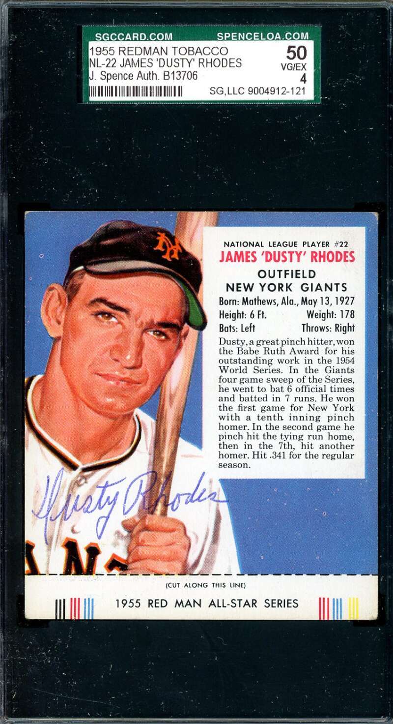 James Dusty Rhodes JSA SGC Coa Signed 1955 Red Man Tobacco With Tab Autograph
