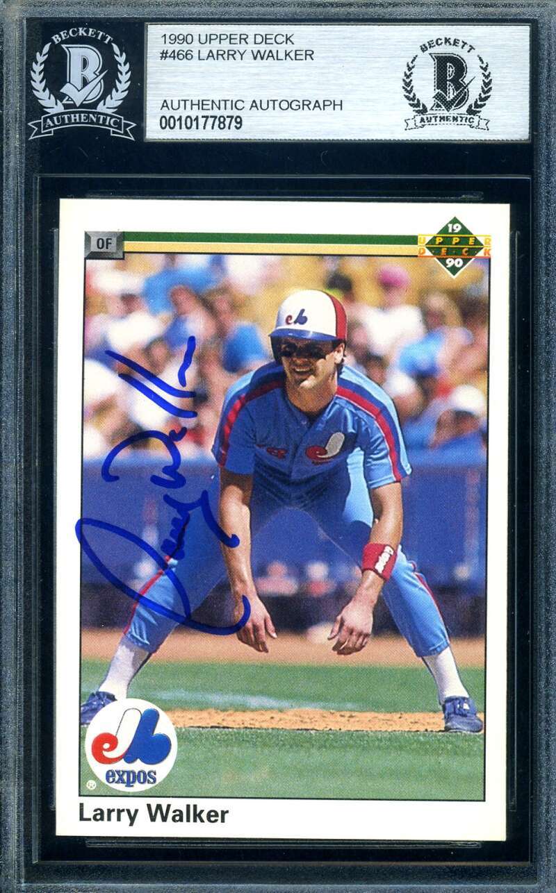 Larry Walker Beckett BAS Signed 1990 Upper Deck Rookie Autograph