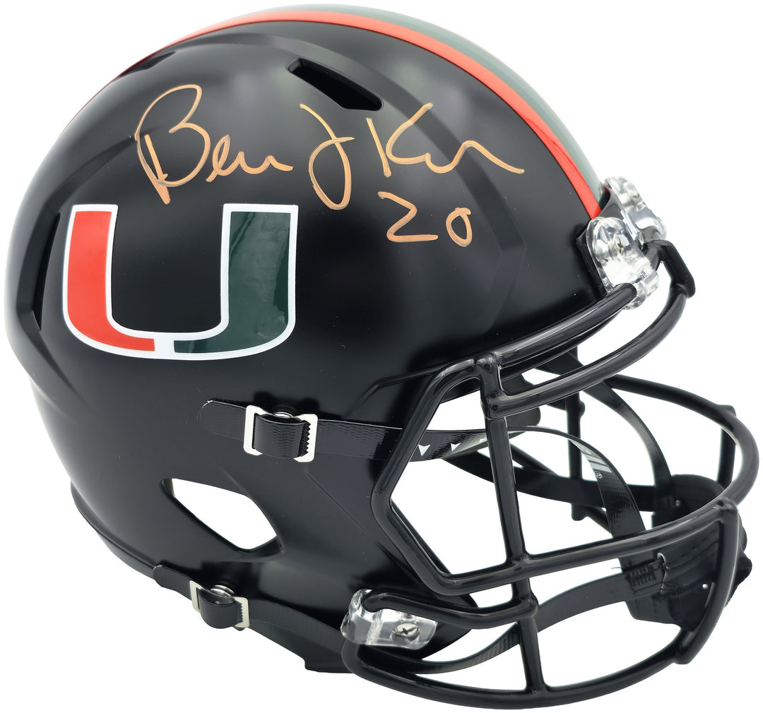 Bernie Kosar Miami Hurricanes Black Nights Signed Replica Speed FS Helmet JSA