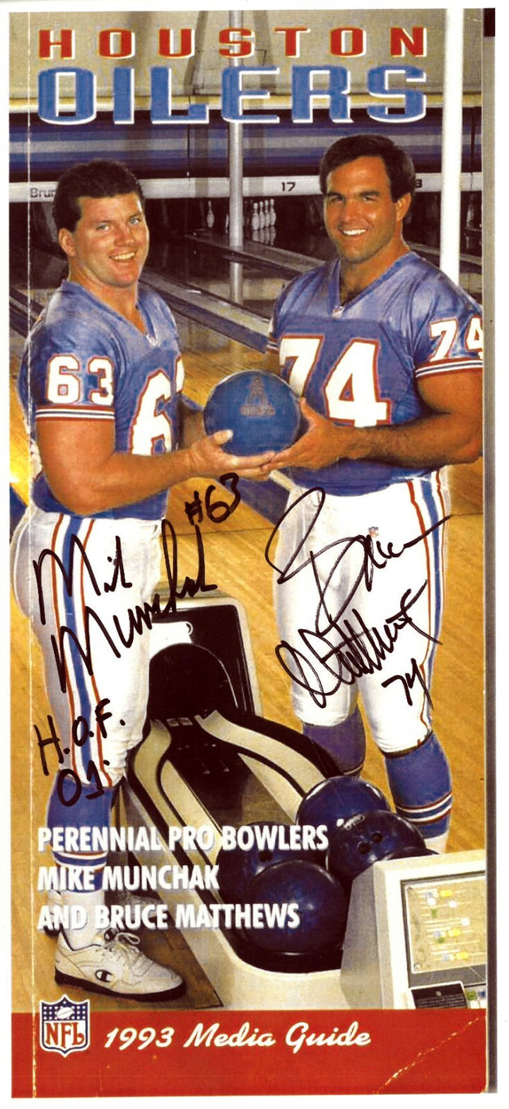 Bruce Matthews & Mike Munchak dual signed Houston Oilers 5x10.75 1993 Promo- COA
