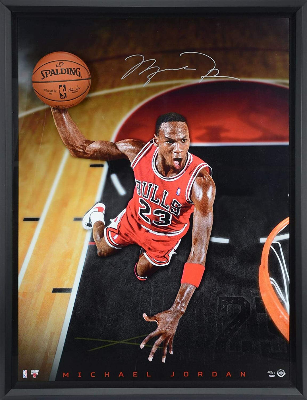 Michael Jordan Signed 44x60 Framed Breaking Through photo Autograph UDA COA /123