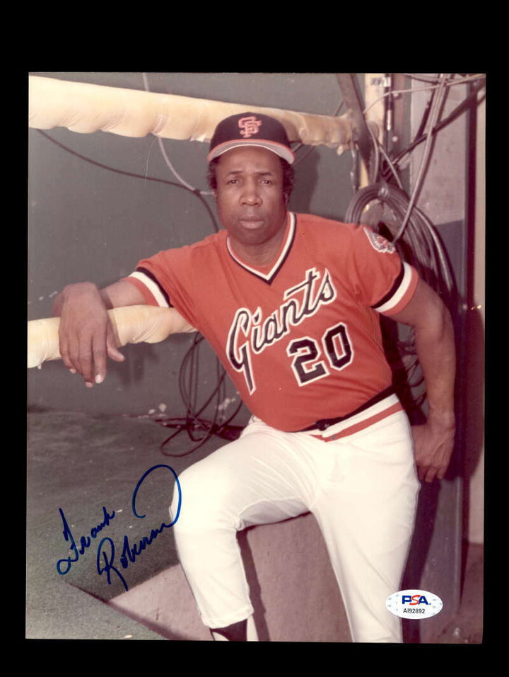 Frank Robinson PSA DNA Cert Signed 8x10 Giants Photo Autograph