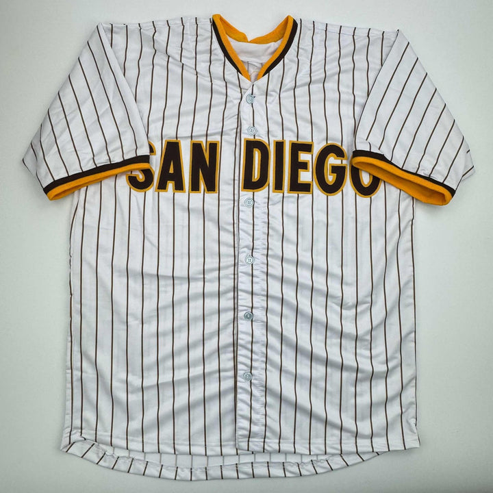 Autographed/Signed Jackson Merrill San Diego Pinstripe Jersey BAS COA