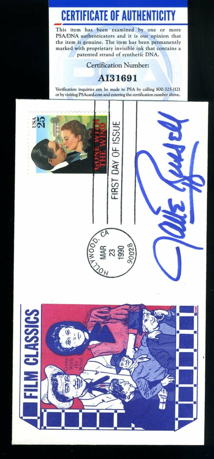 Jane Russell PSA DNA Coa Signed 1990 FDC Cache Autograph