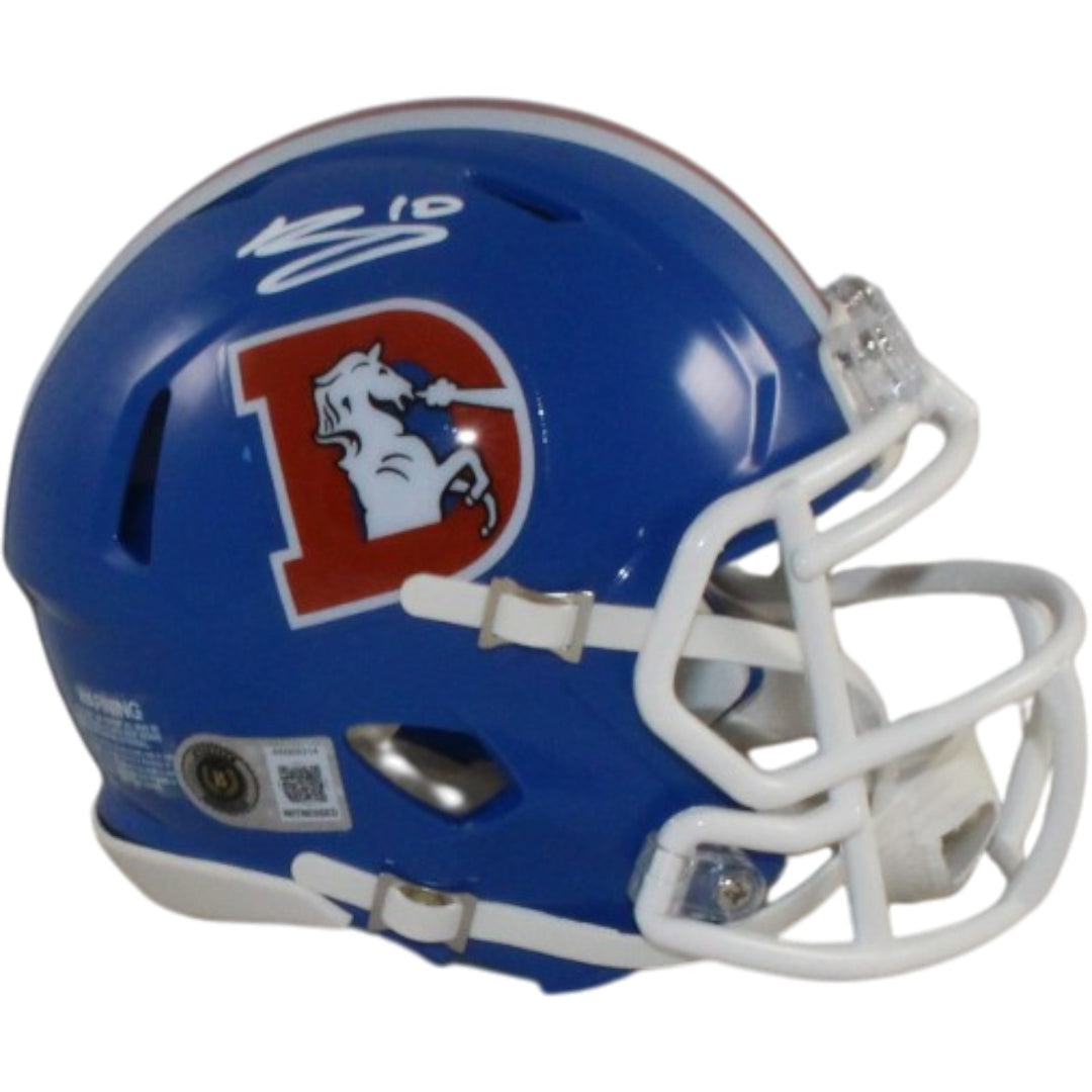 Bo Nix Autographed Denver Broncos TB 75-96 Mini Helmet Beckett Witness 57260