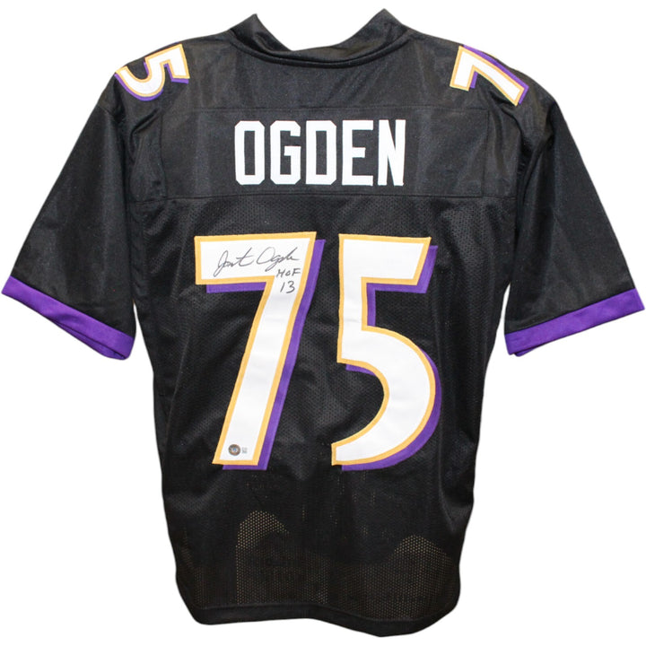Jonathan Ogden Autographed/Signed Pro Style XL Black Jersey HOF Beckett 44101