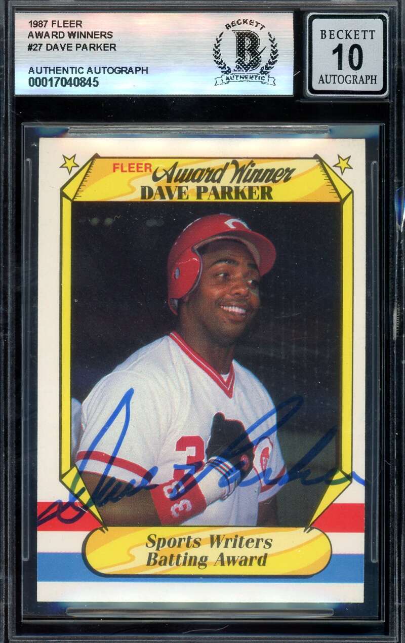 Dave Parker Gem Mint 10 Beckett BAS Signed 1987 Fleer Award Winner Autograph