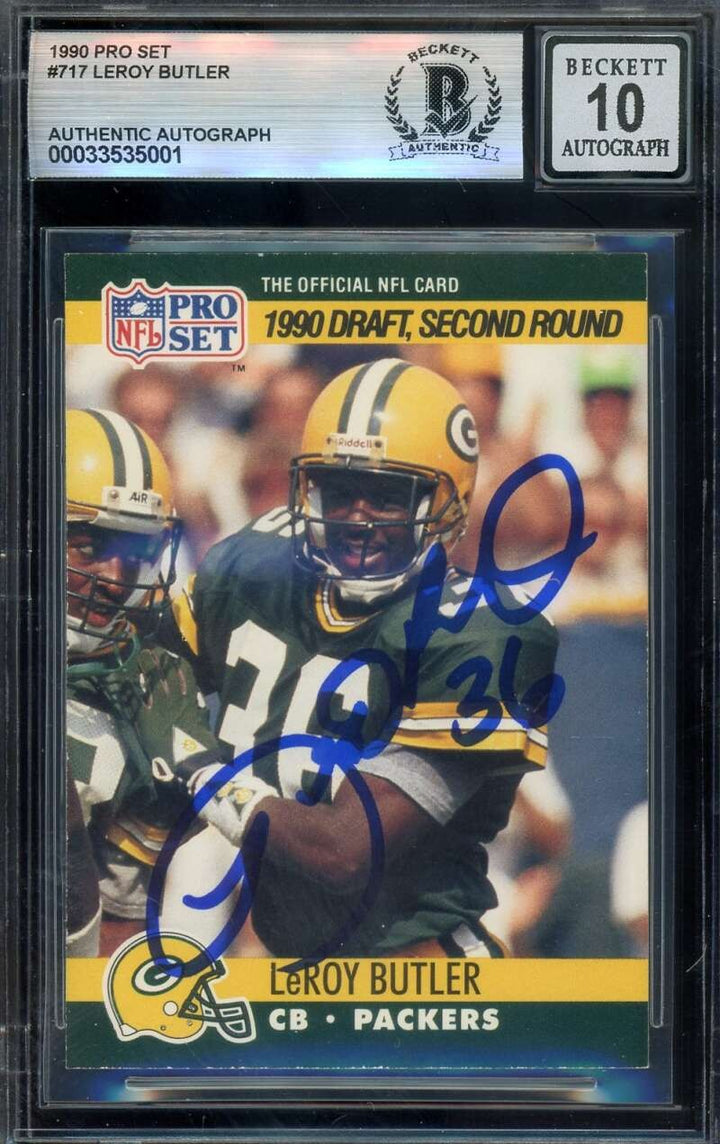 Leroy Butler Gem Mint 10 Beckett BAS Signed 1990 Pro Set Rookie Autograph